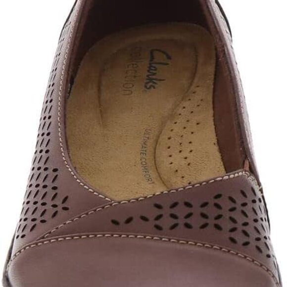 Women's Leather Ballet Flat 8 Dark Tan Comfort Cushioned Support Flexible - Picture 6 of 8